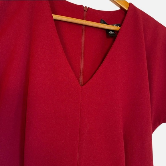 NWT Aqua 4 Bloomingdales Wide Leg Cropped Tie Waist Jumpsuit Stretch Red Wine S - Picture 4 of 7